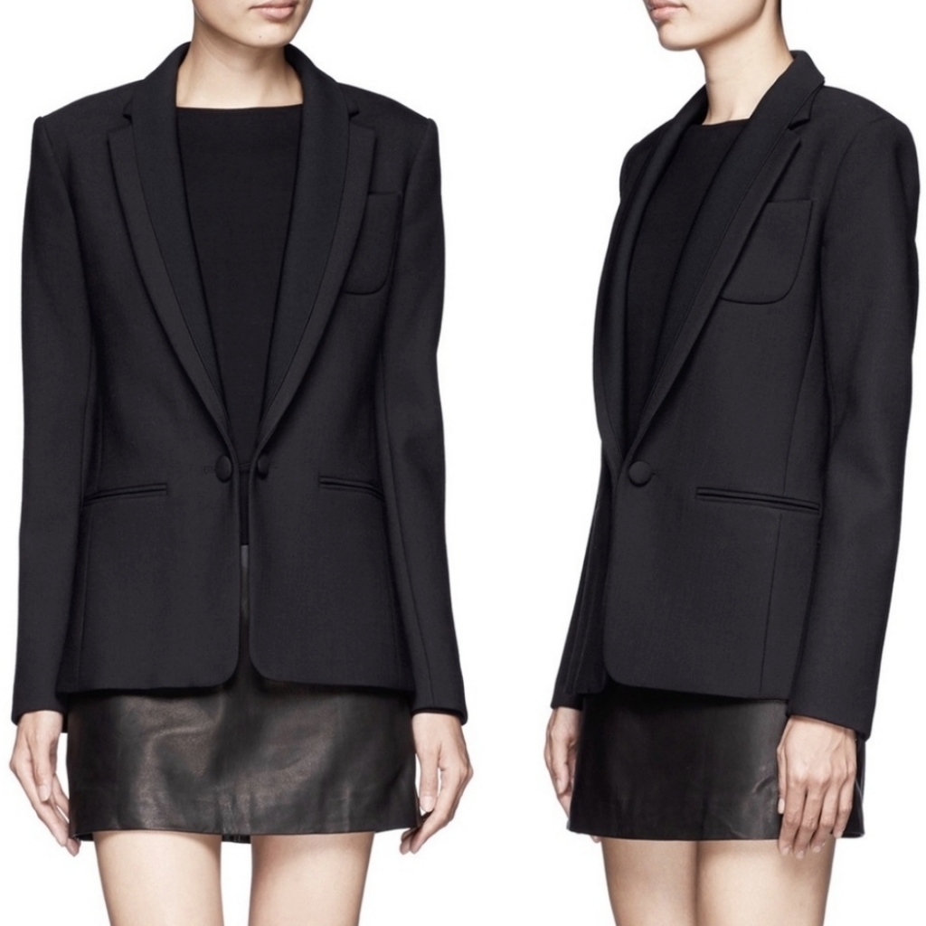 Theory Donelly Edgewood Blazer Size 2 Black Wool Blend